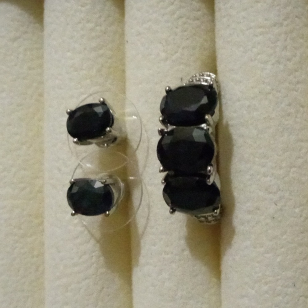 CLEARANCE Sapphire Ring Size 8 & Stud Earrings Gift Set